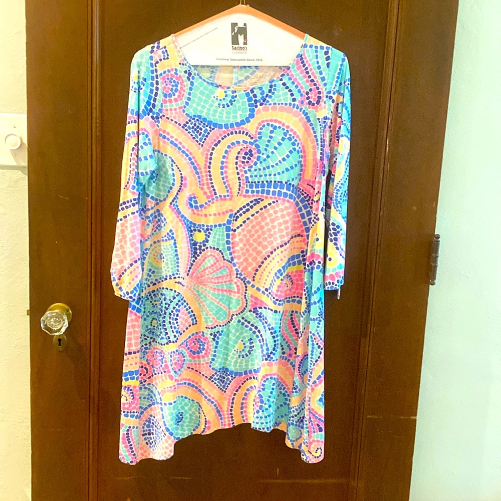 Lilly Pulitzer Pastel Mosaic Long Sleeve A-Line Dress